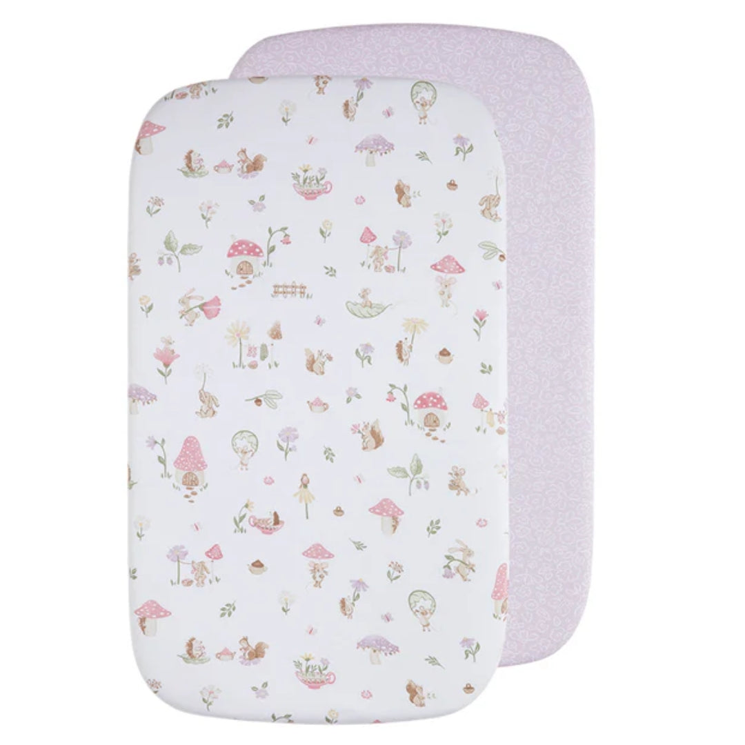 Living Textiles Bedside Sleeper Fitted Sheets 2pk Whimsical Wonderland