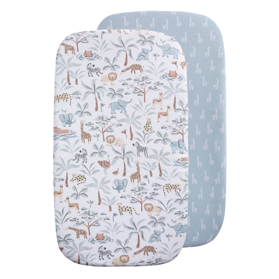 Living Textiles Bedside Sleeper Fitted Sheets 2pk Wild Safari