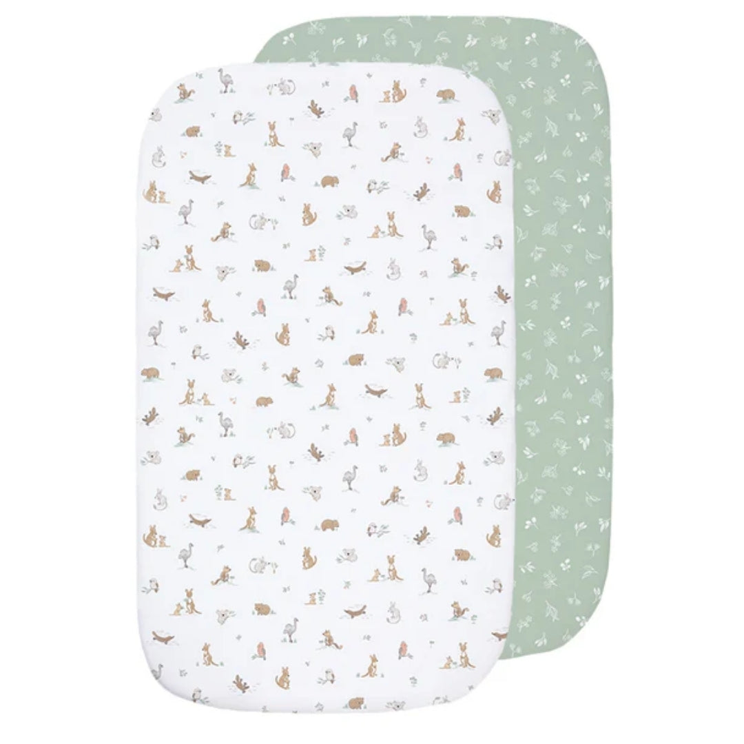Living Textiles Bedside Sleeper Fitted Sheets 2pk Australiana
