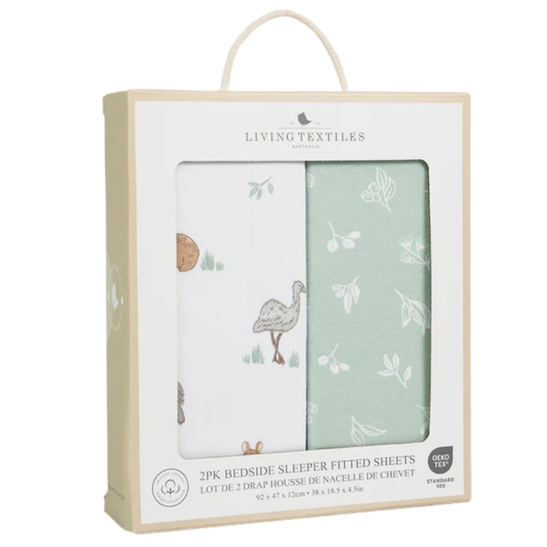 Living Textiles Bedside Sleeper Fitted Sheets 2pk Australiana