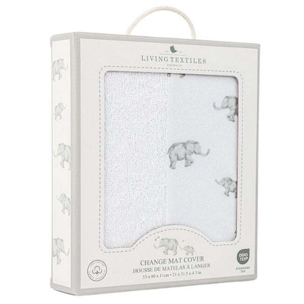Living Textiles Jersey Change Pad Cover Watercolour Elephant