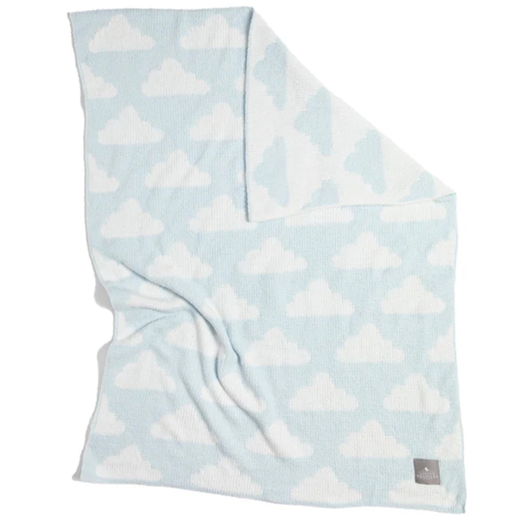 Living Textiles Chenille Pram Blanket Blue Clouds
