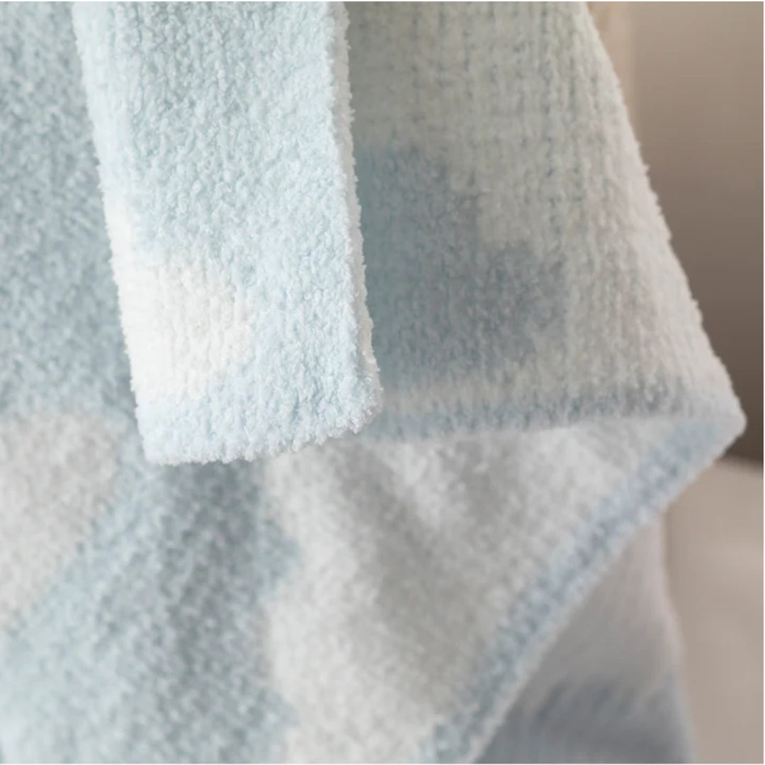 Living Textiles Chenille Pram Blanket Blue Clouds