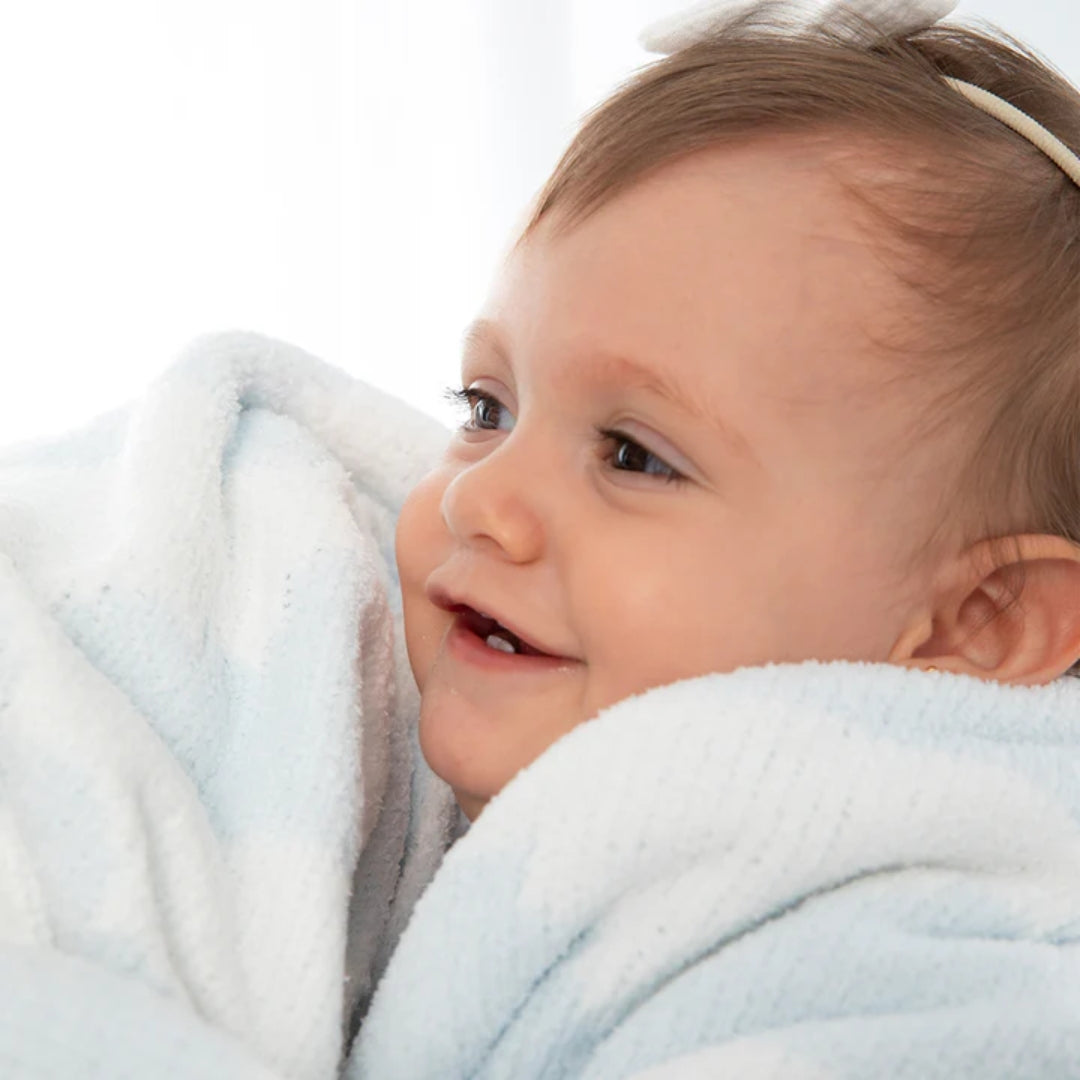 Living Textiles Chenille Pram Blanket Blue Clouds