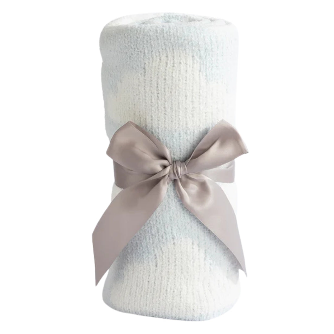 Living Textiles Chenille Pram Blanket Blue Clouds