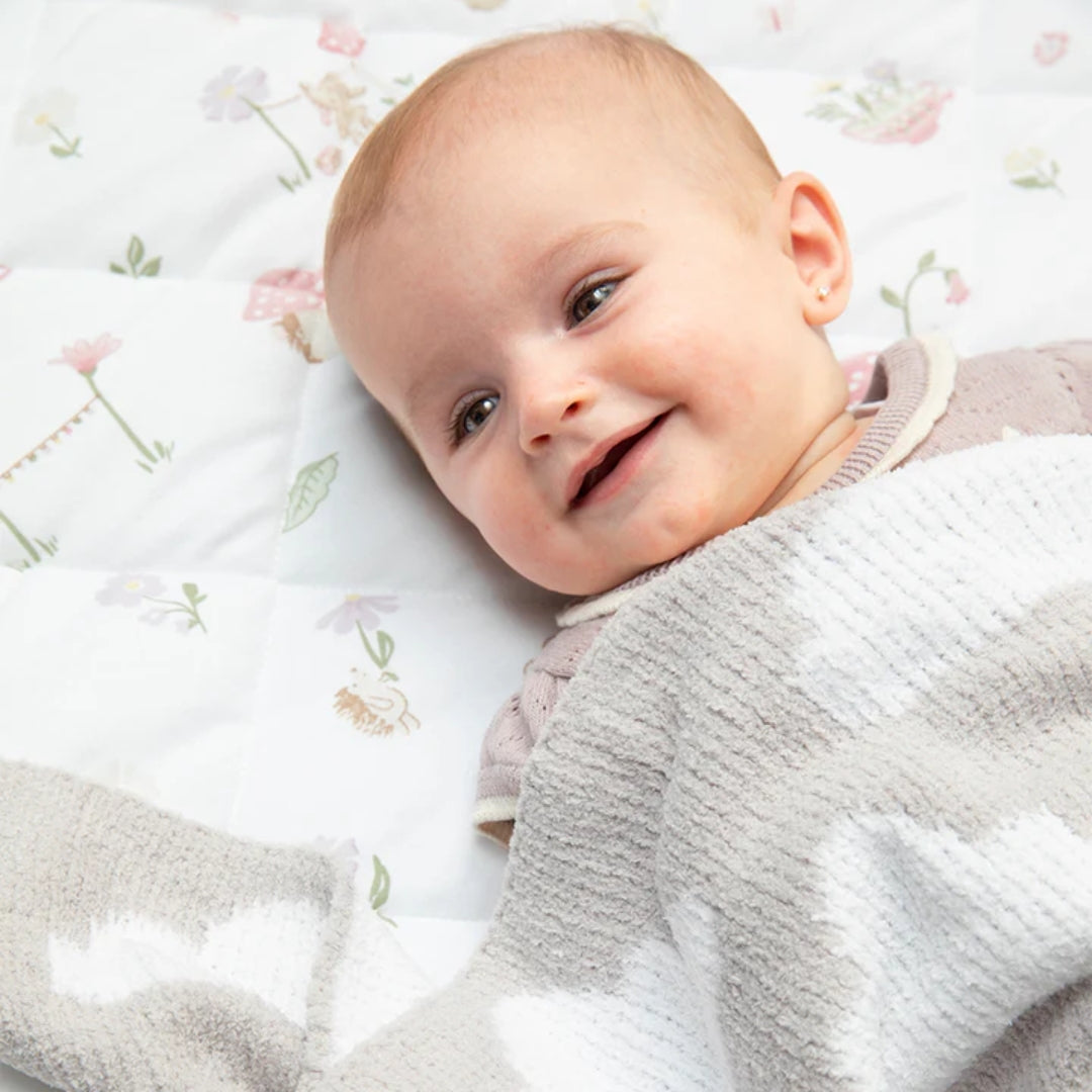 Living Textiles Chenille Pram Blanket Grey Clouds