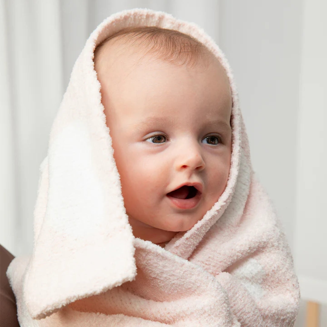 Living Textiles Chenille Pram Blanket Pink Hearts
