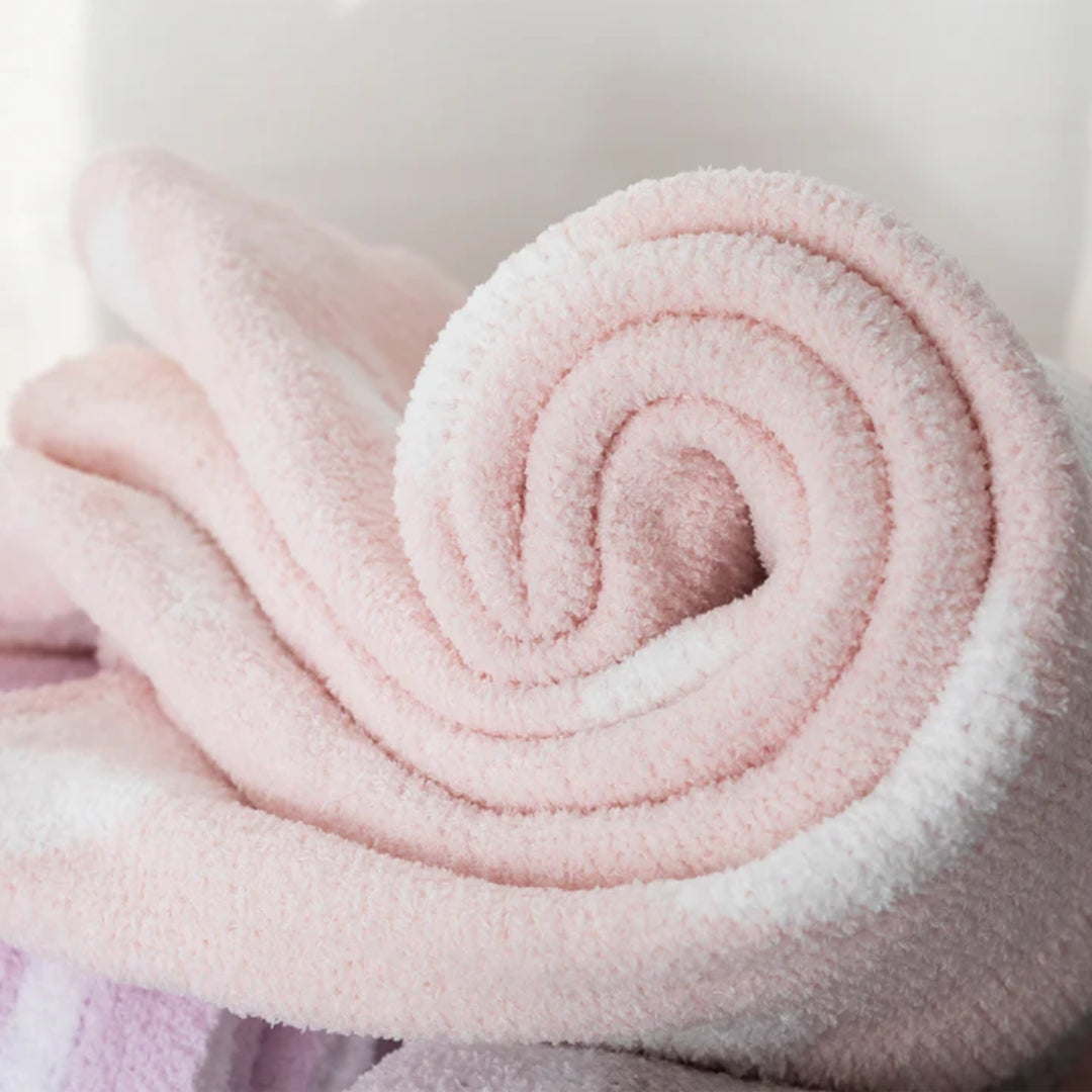 Living Textiles Chenille Pram Blanket Pink Hearts
