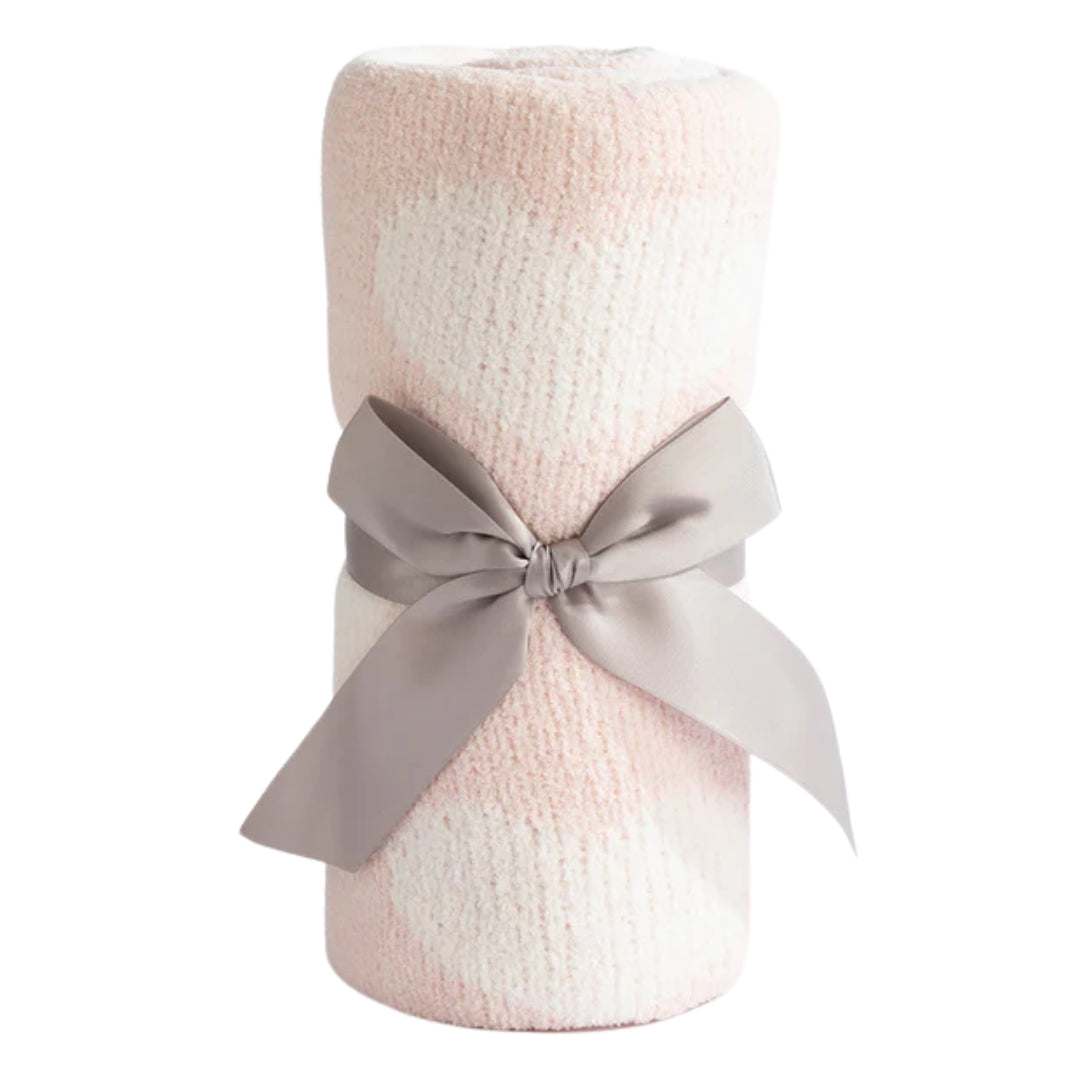 Living Textiles Chenille Pram Blanket Pink Hearts