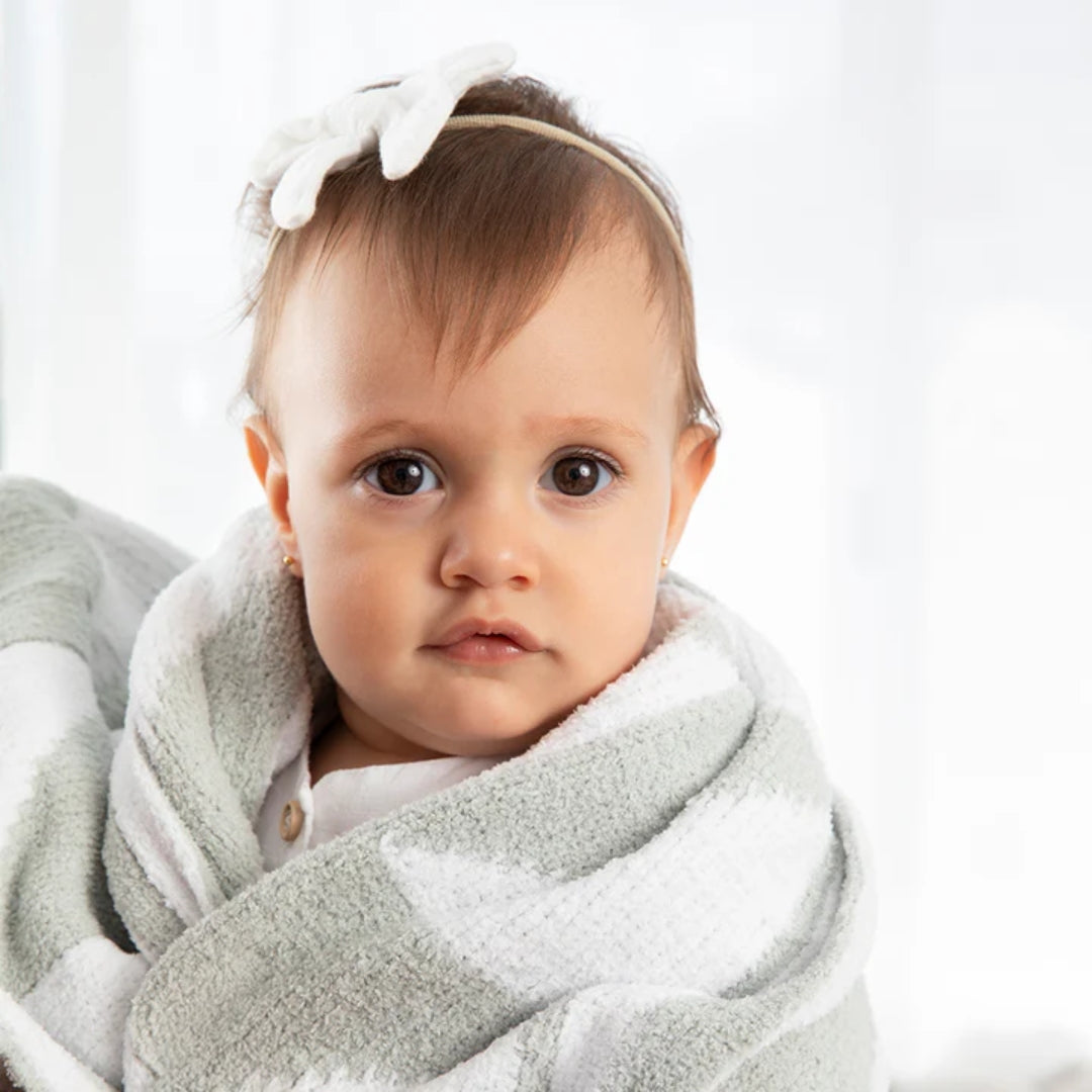 Living Textiles Chenille Pram Blanket Sage Triangle