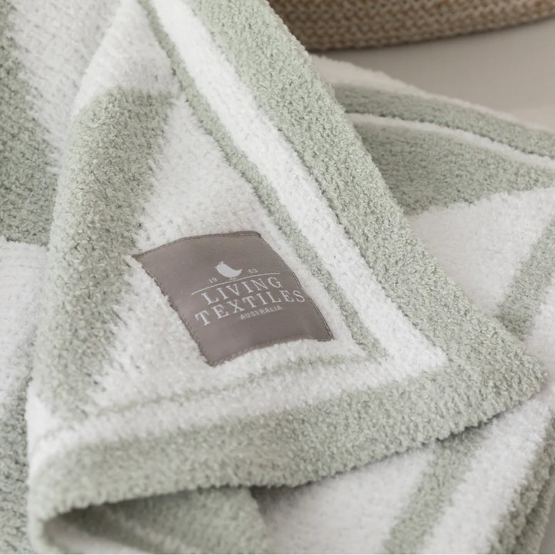 Living Textiles Chenille Pram Blanket Sage Triangle