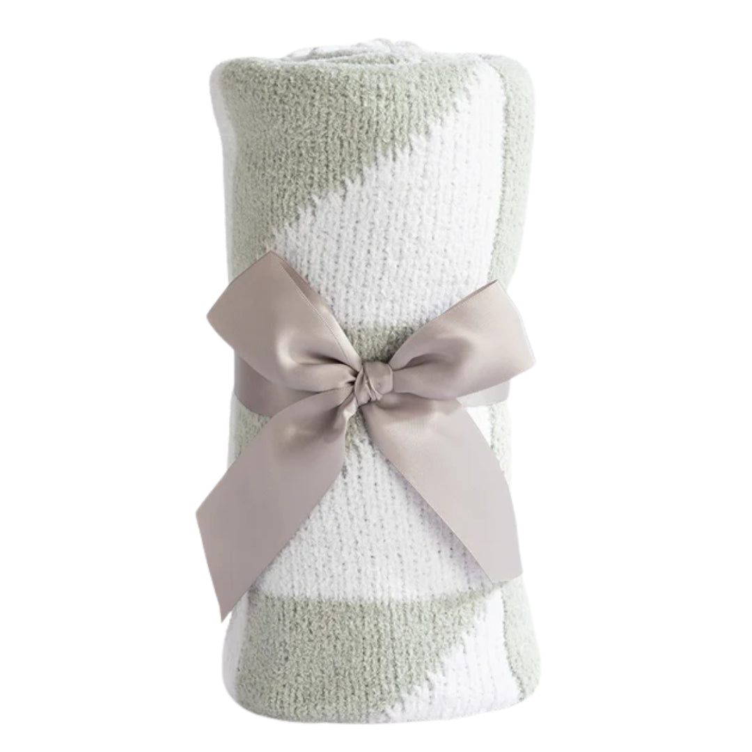 Living Textiles Chenille Pram Blanket Sage Triangle