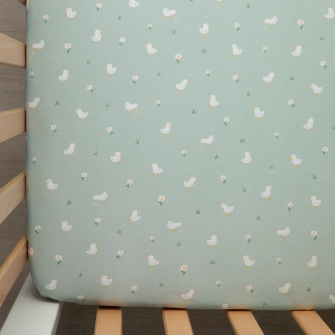 Living Textiles Cot Fitted Sheets 2pk Goosey Goosey