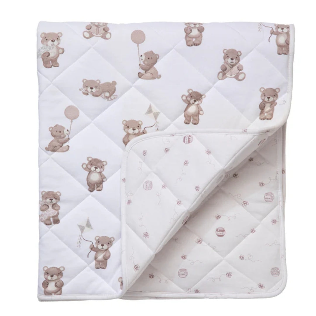 Living Textiles Reversible Quilted Cot Comforter Cuddly Bear
