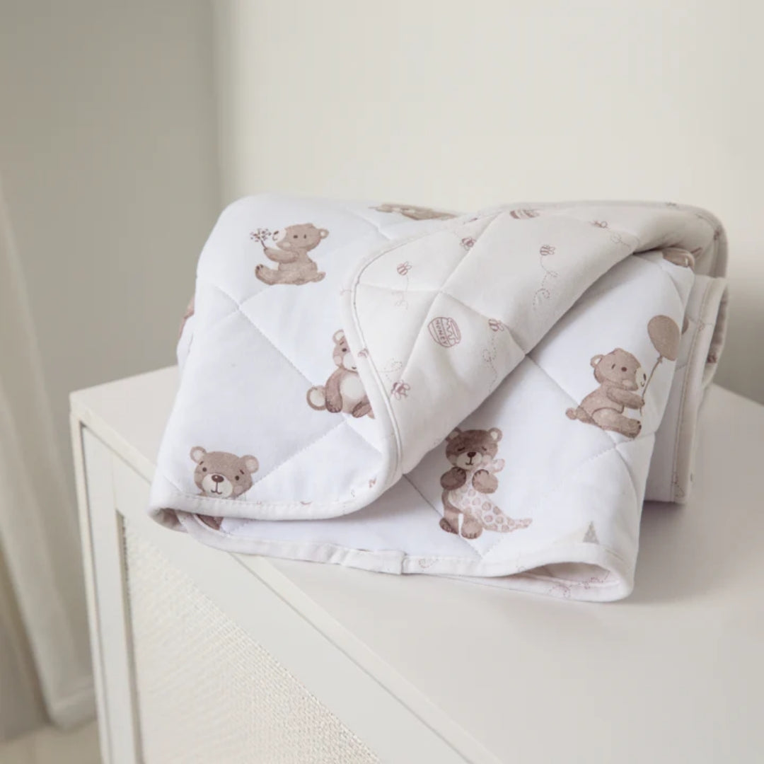 Living Textiles Reversible Quilted Cot Comforter Cuddly Bear