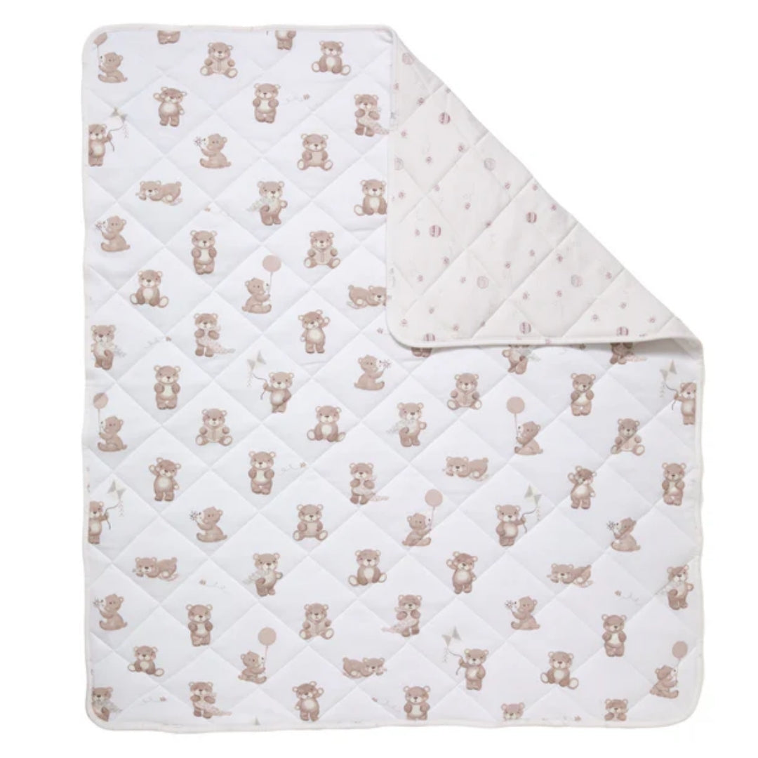 Living Textiles Reversible Quilted Cot Comforter Cuddly Bear