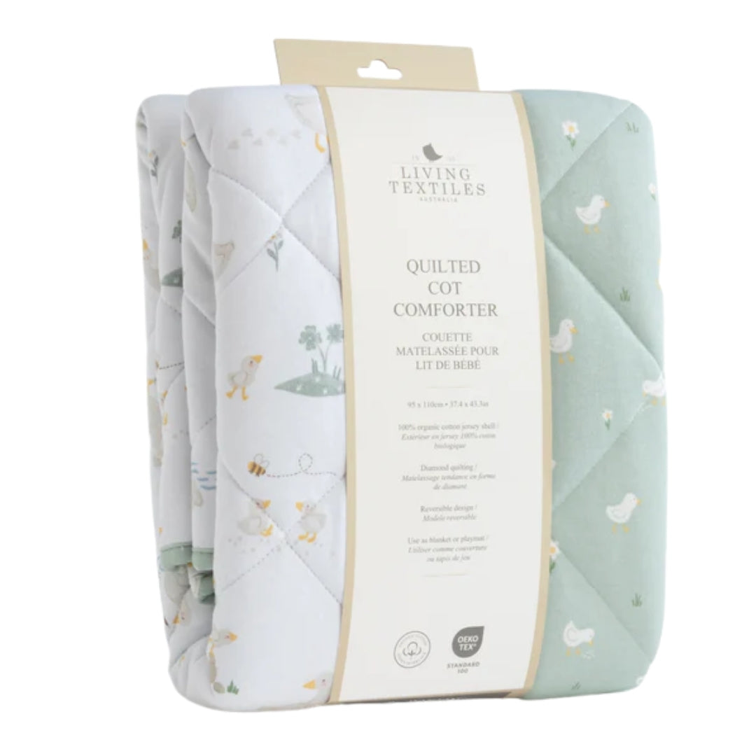 Living Textiles Reversible Quilted Cot Comforter Goosey Goosey