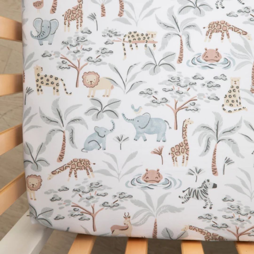 Living Textiles Cot Fitted Sheets 2pk Wild Safari