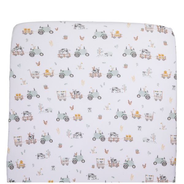 Living Textiles Cot Fitted Sheets 2pk Tractor Ride