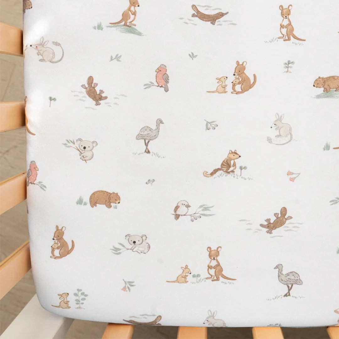 Living Textiles Cot Fitted Sheets 2pk Australiana