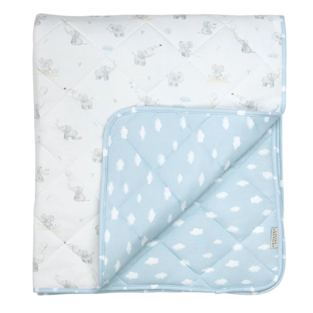 Living Textiles Reversible Quilted Cot Comforter Elephant Playtime