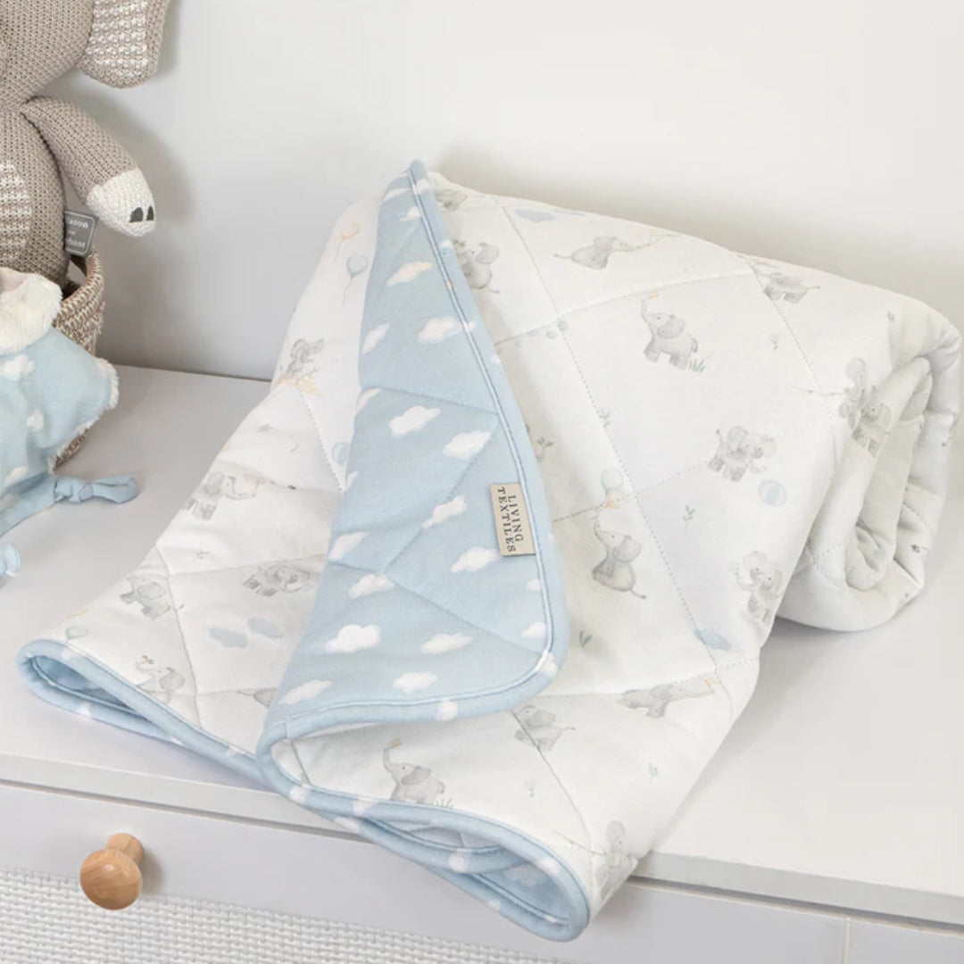 Living Textiles Reversible Quilted Cot Comforter Elephant Playtime