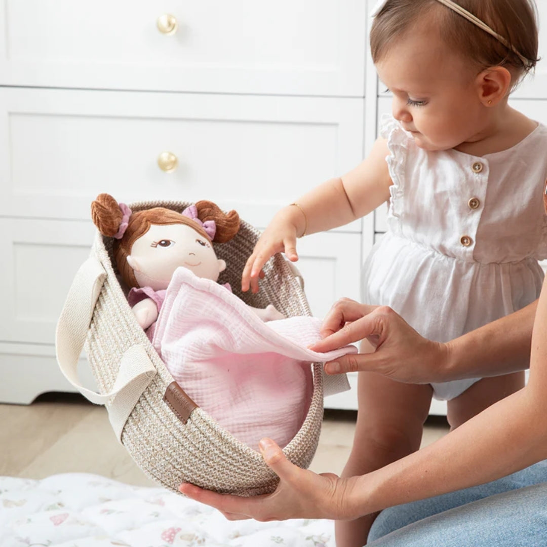 Living Textiles Cotton Rope Doll Basket Blush