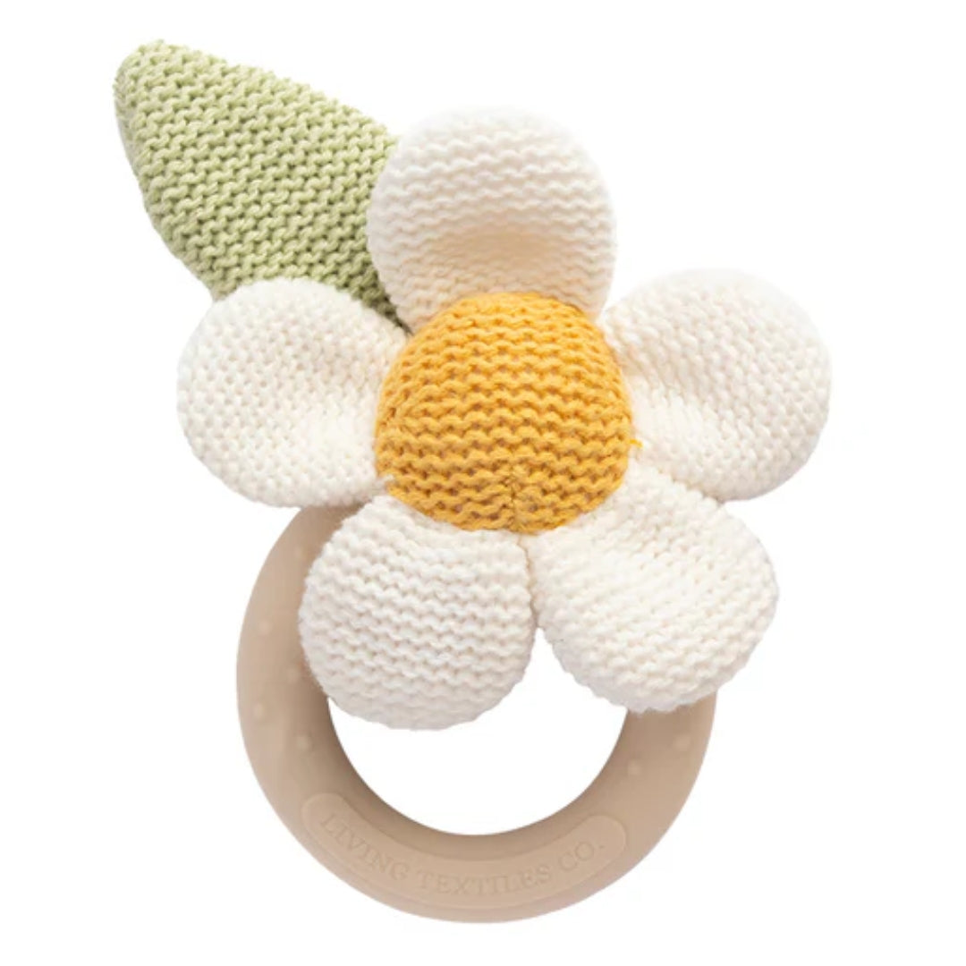 Living Textiles Daisy Teething Rattle Whimsical Wonderland