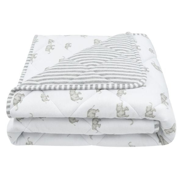 Living Textiles Reversible Jersey Cot Comforter Watercolour Elephant