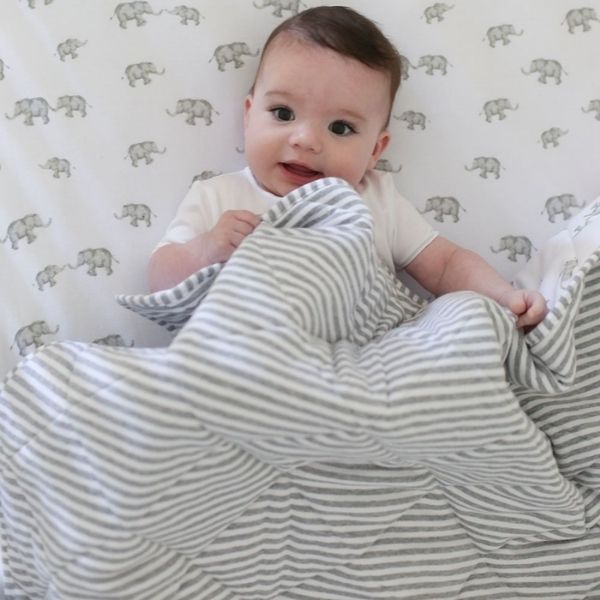 Living Textiles Reversible Jersey Cot Comforter Watercolour Elephant