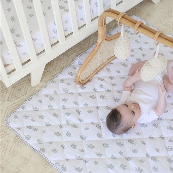 Living Textiles Reversible Jersey Cot Comforter Watercolour Elephant