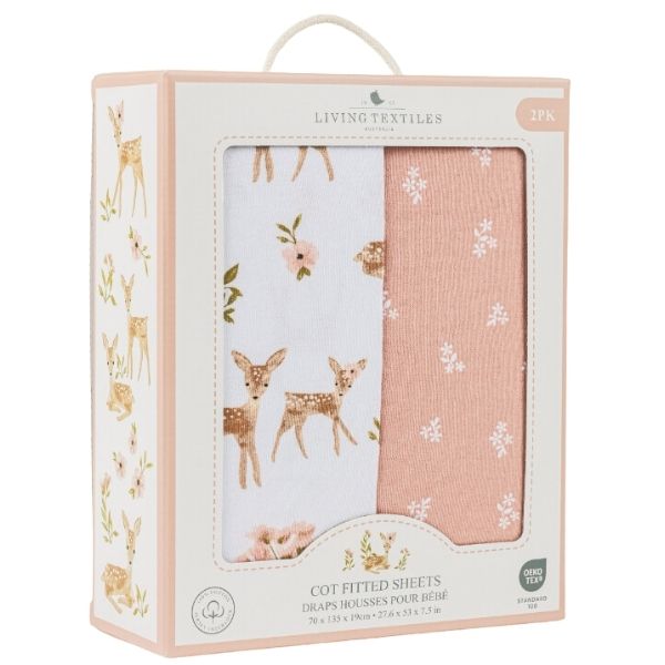 Living Textiles Jersey Cot Fitted Sheets 2pk Sophia's Garden