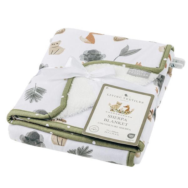 Living Textiles Jersey Sherpa Pram Blanket Forest Retreat