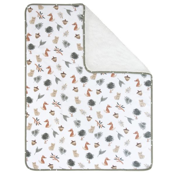 Living Textiles Jersey Sherpa Pram Blanket Forest Retreat