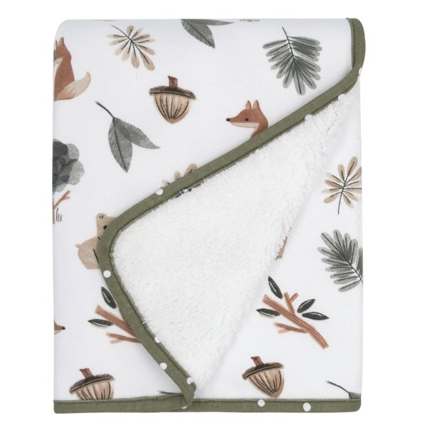 Living Textiles Jersey Sherpa Pram Blanket Forest Retreat