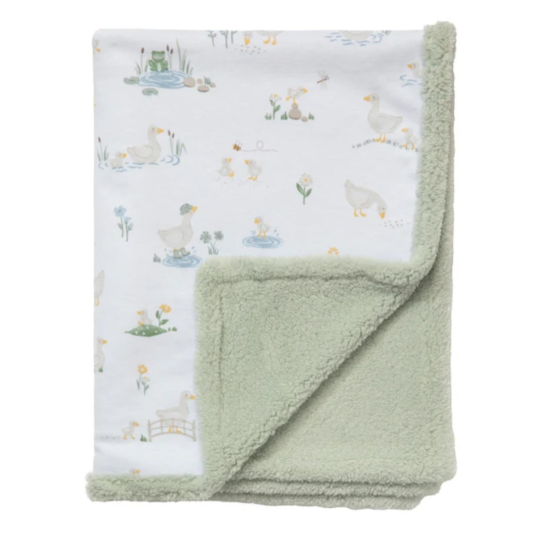 Living Textiles Jersey Sherpa Pram Blanket Goosey Goosey