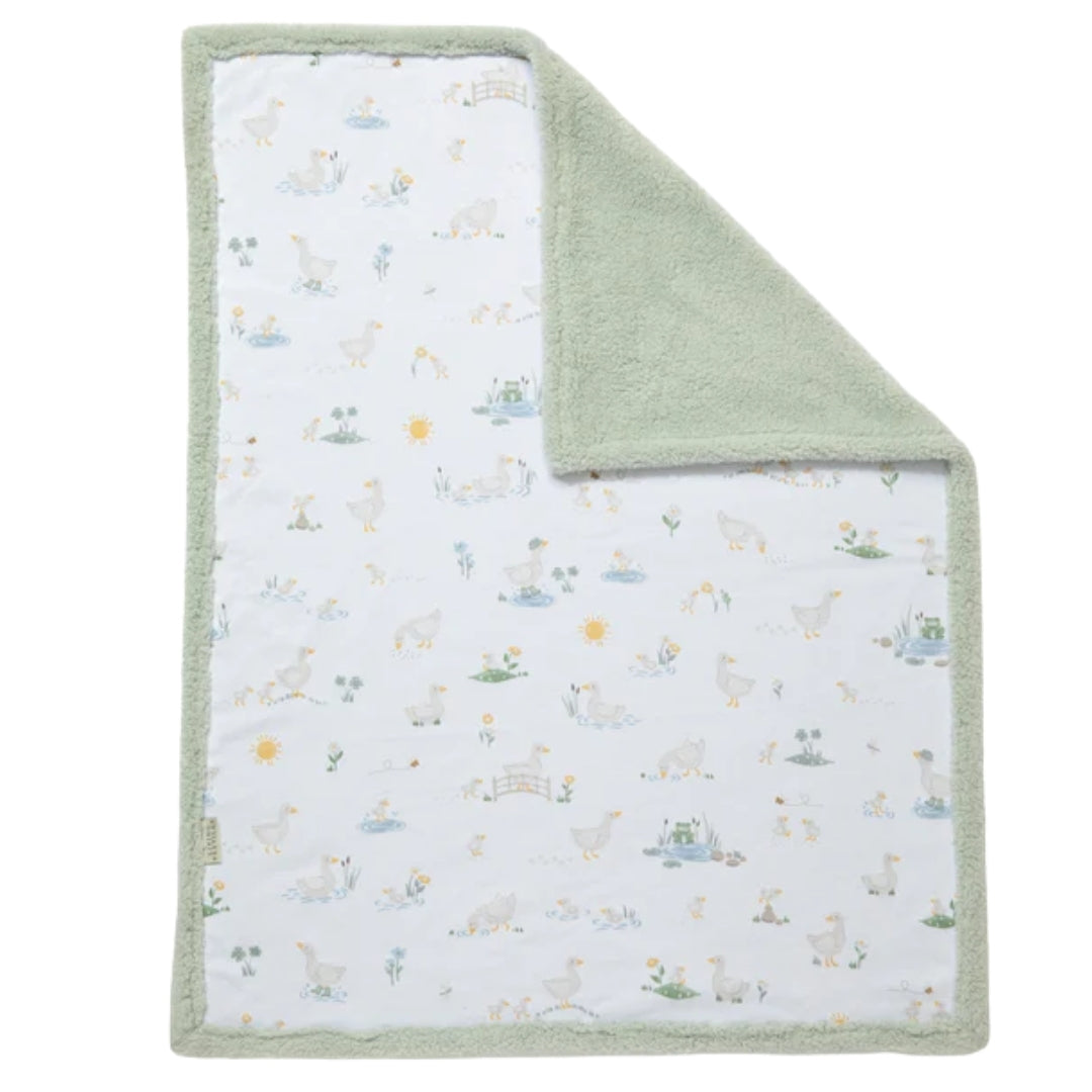Living Textiles Jersey Sherpa Pram Blanket Goosey Goosey