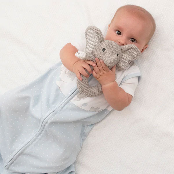 Living Textiles Whimsical Knitted Ring Rattle Mason The Elephant