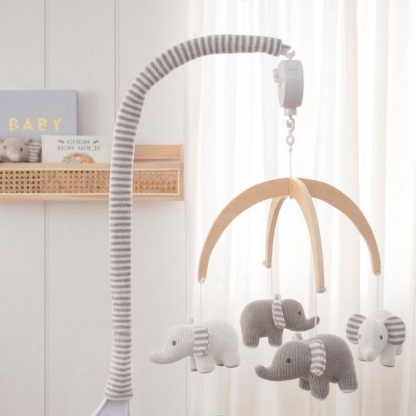 Living Textiles Musical Cot Mobile Set Watercolour Elephant
