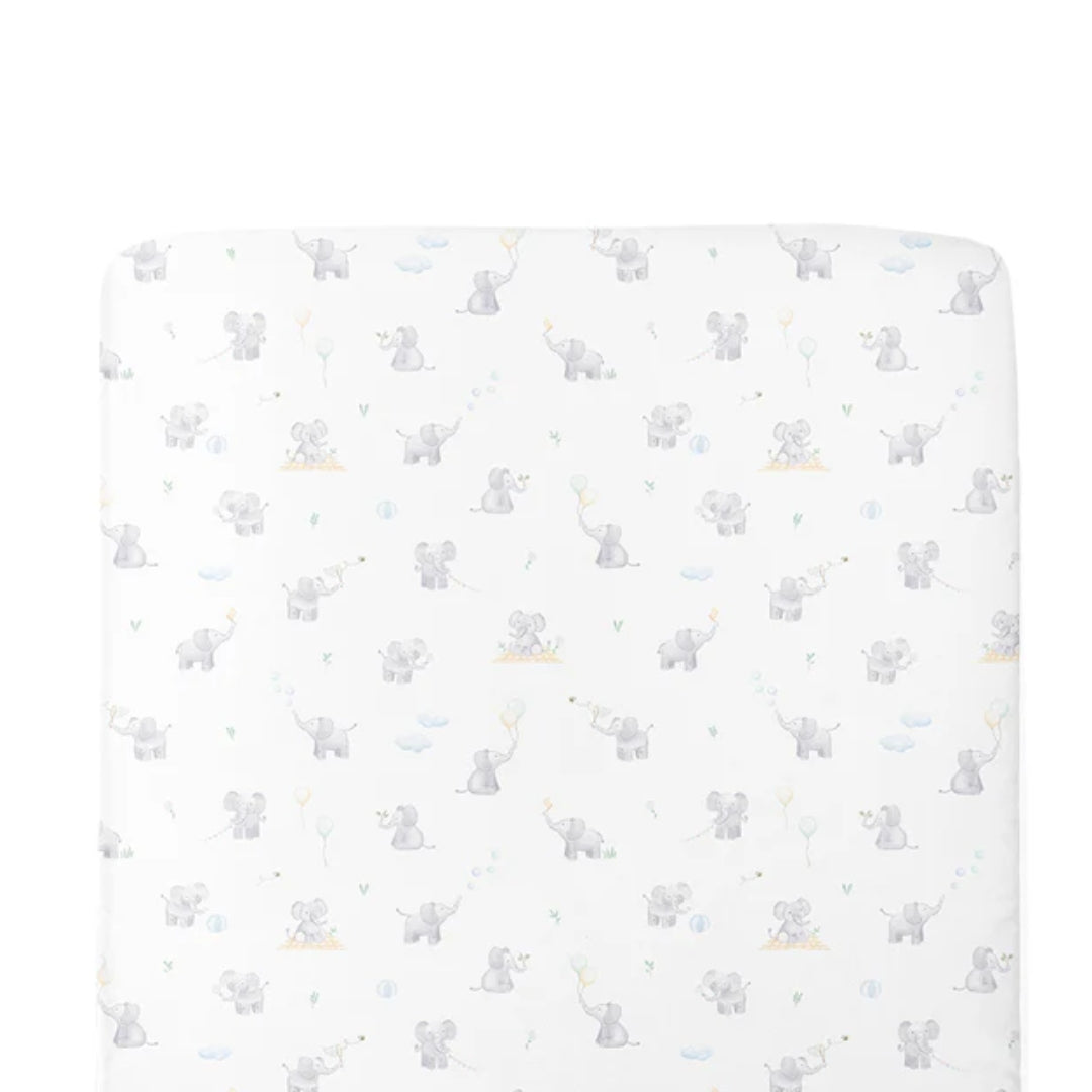 Living Textiles Port-a-Cot Fitted Sheet 1pk Elephant Playtime