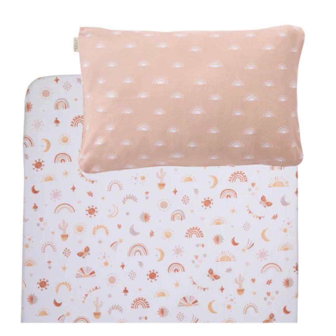 Living Textiles Port-a-Cot Fitted Sheet & Pillowcase Set Bohemian Bliss