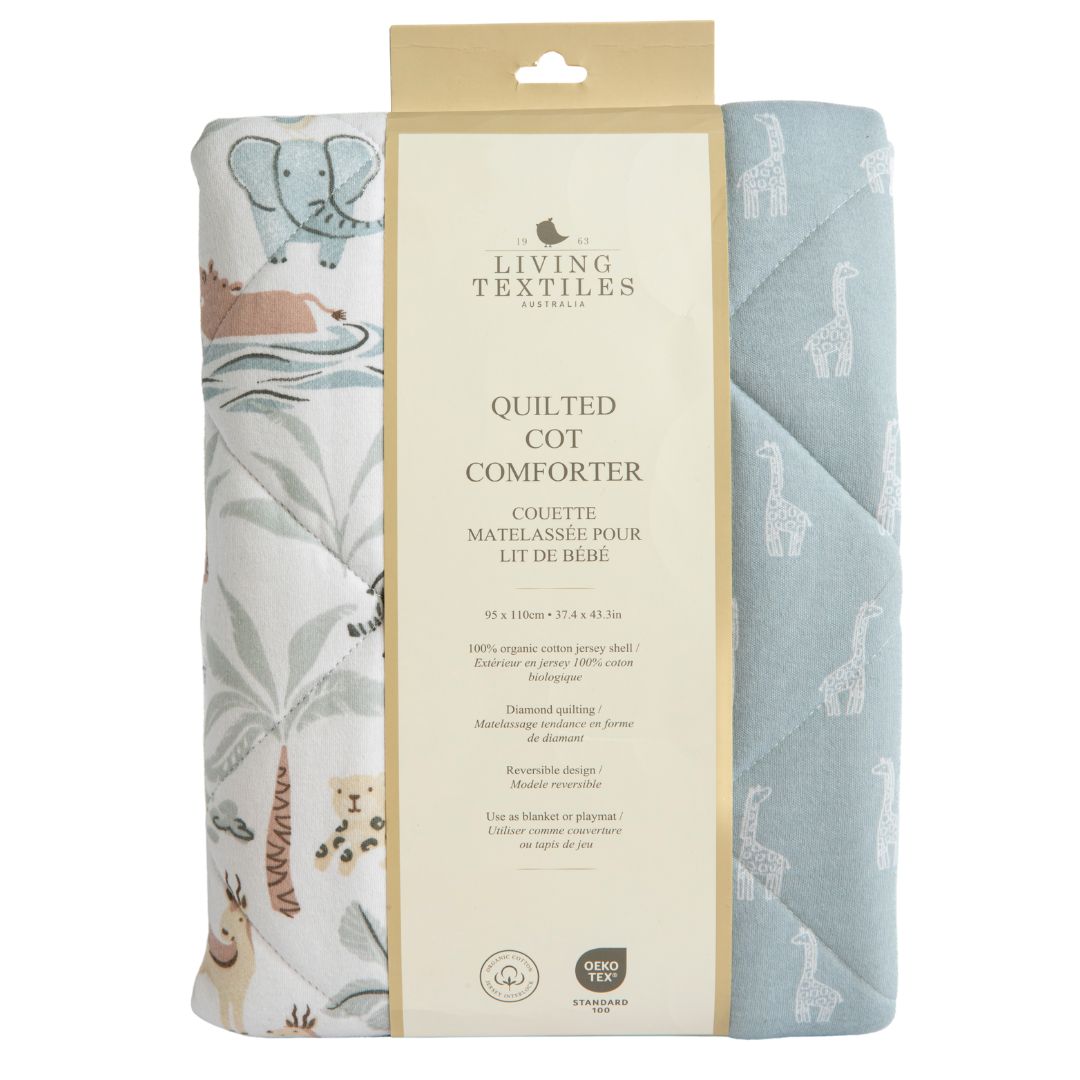 Living Textiles Reversible Quilted Cot Comforter Wild Safari