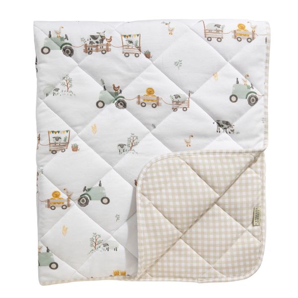 Living Textiles Reversible Quilted Cot Comforter Tractor Ride