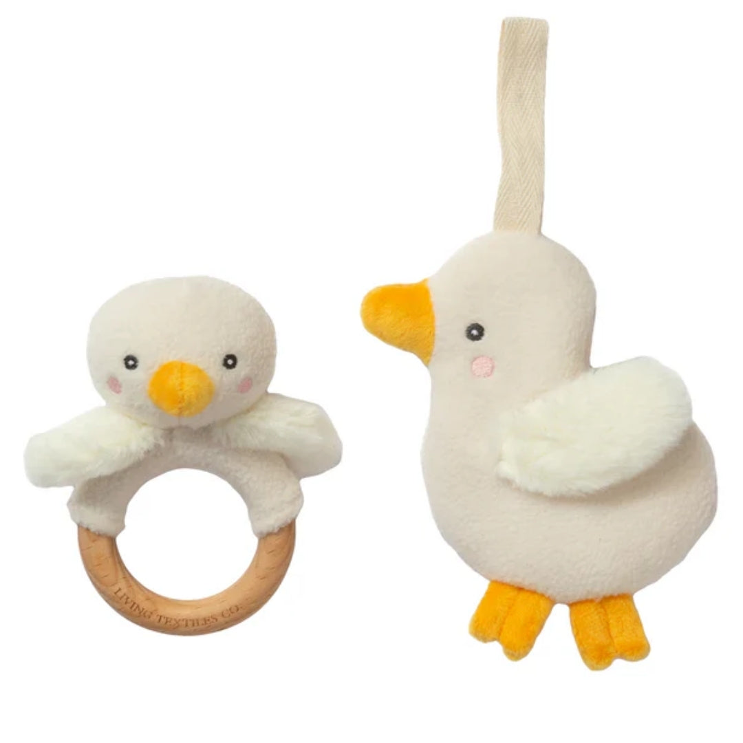 Living Textiles Ring Rattle & Dummy Chain Gift Set Goosey Goosey