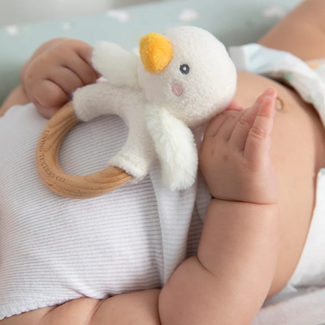 Living Textiles Ring Rattle & Dummy Chain Gift Set Goosey Goosey