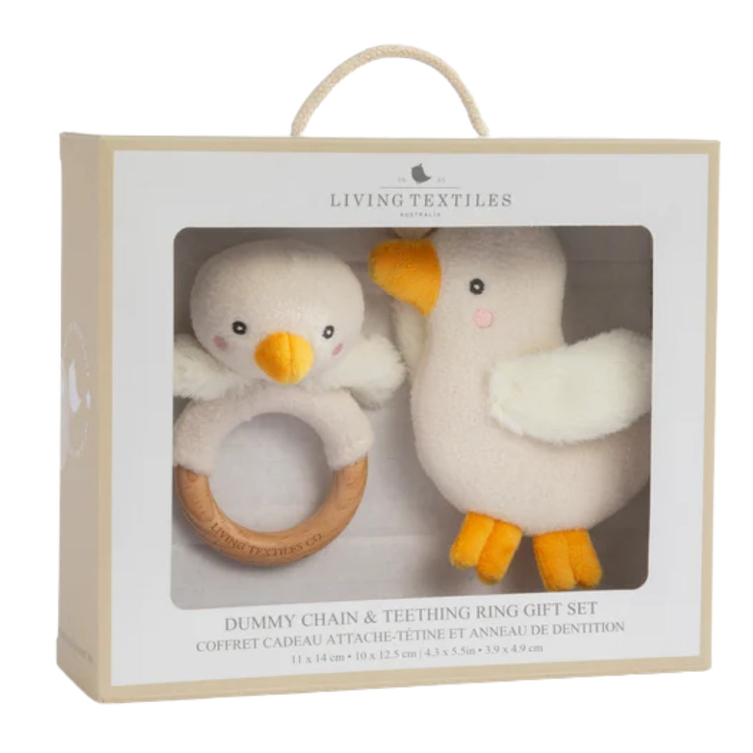 Living Textiles Ring Rattle & Dummy Chain Gift Set Goosey Goosey