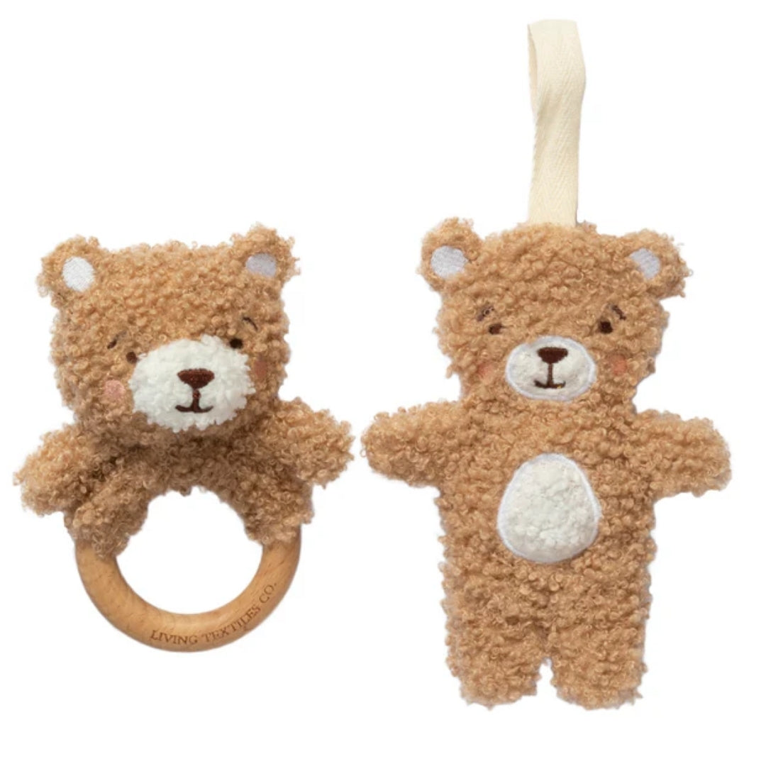 Living Textiles Ring Rattle & Dummy Chain Gift Set Cuddly Bear
