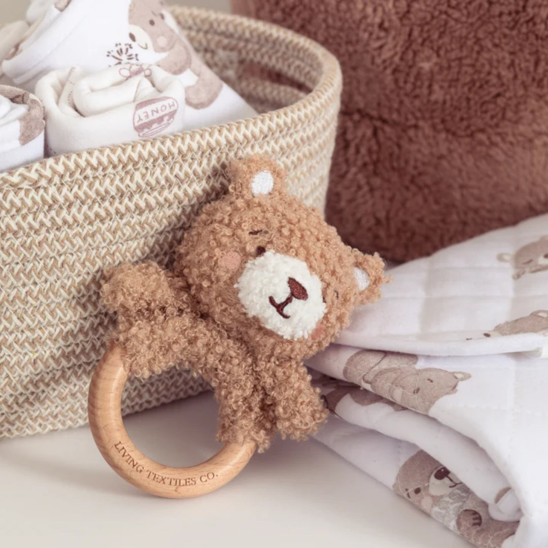 Living Textiles Ring Rattle & Dummy Chain Gift Set Cuddly Bear