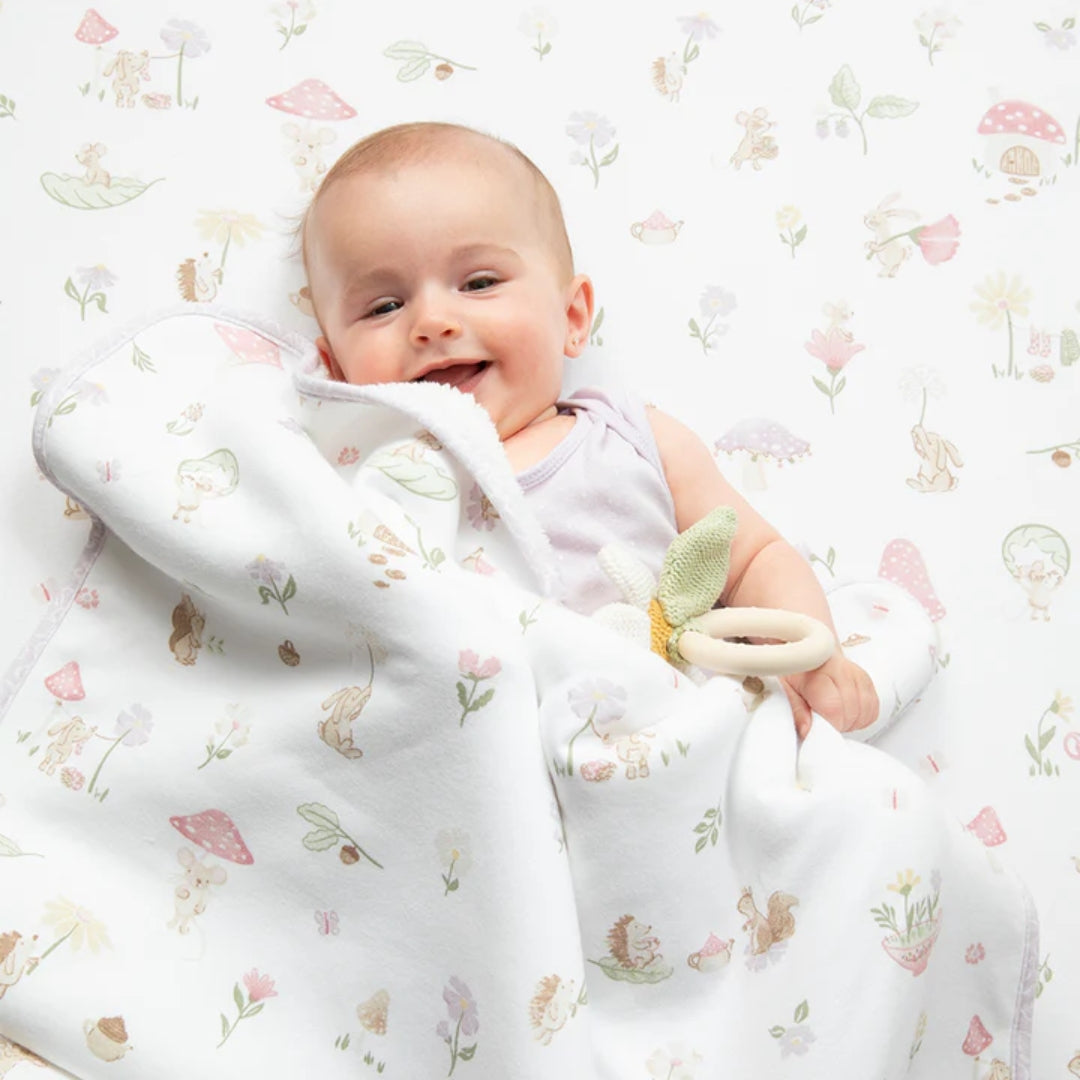 Living Textiles Jersey Sherpa Pram Blanket Whimsical Wonderland