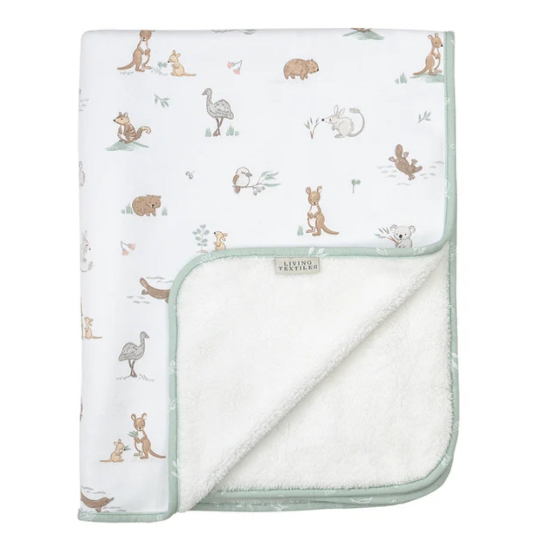 Living Textiles Jersey Sherpa Pram Blanket Australiana